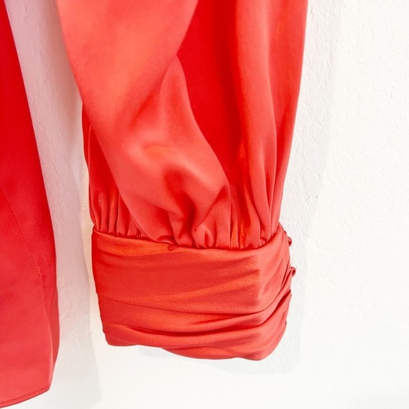 CINQ A SEPT STACE ONE SHOULDER SILK TOP IN NEON CORAL WOMEN MEDIUM B… - Picture 4 of 9